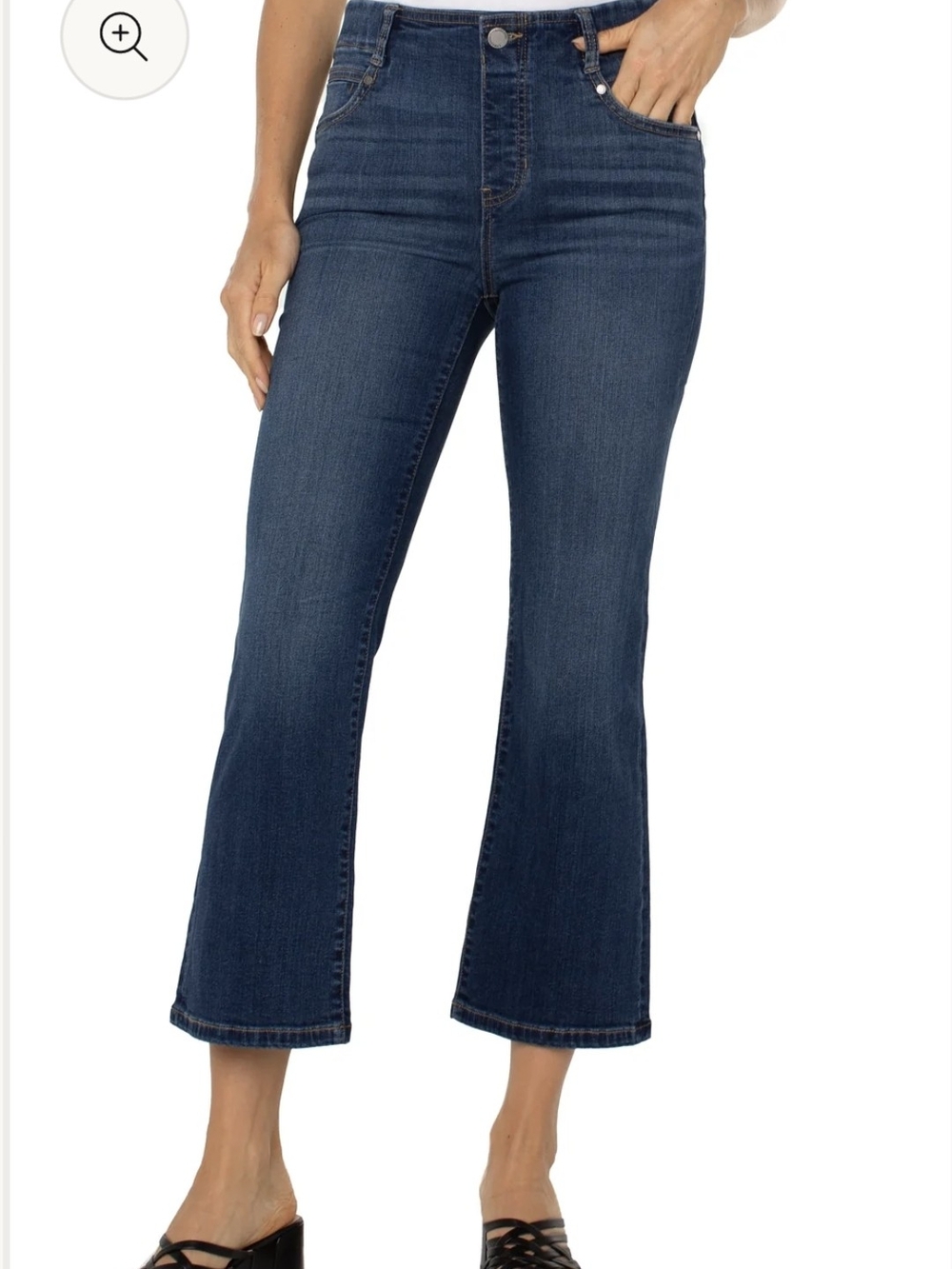 NWOT Liverpool Jeans Company Dark Blue High-Rise Cropped Wide Leg Jeans